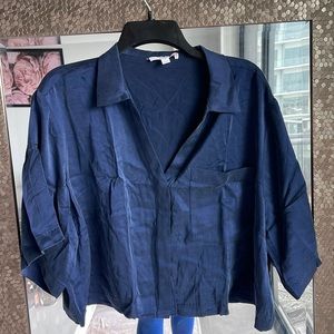 Lunya Washable Silk Crop Button Down Size XL